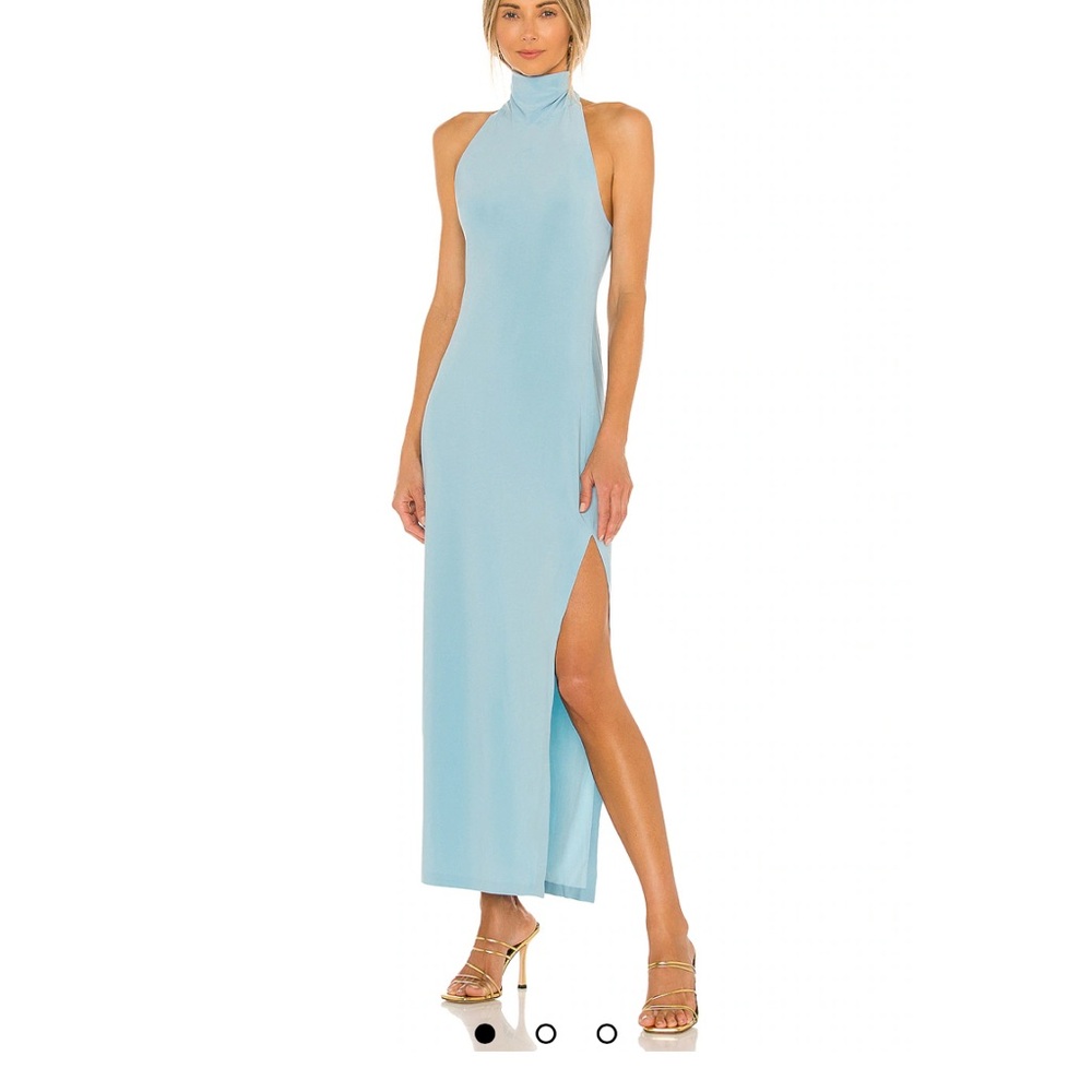 Norma Kamali Light Blue Backless Maxi Dress